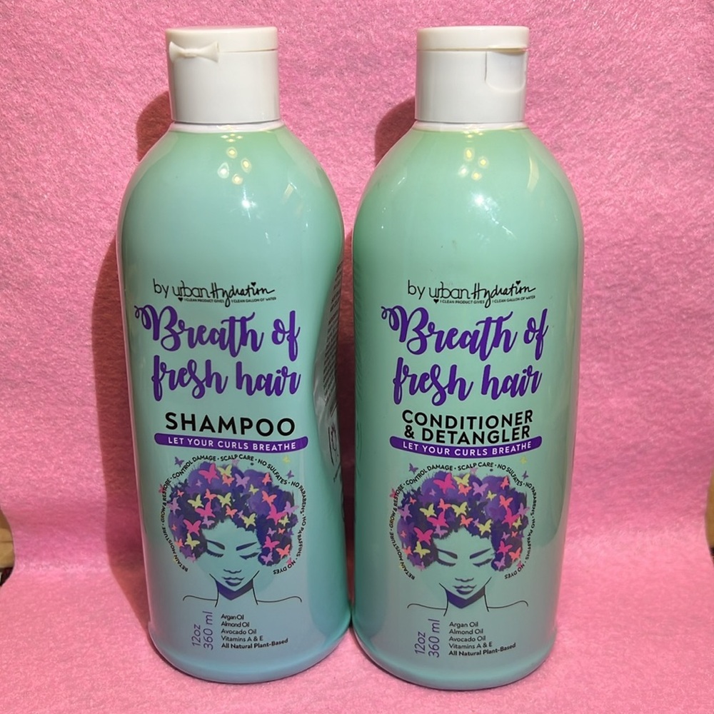 Lot of 2 Breath of Fresh Hair Conditioner & Detangler and Shampoo Plant-Based